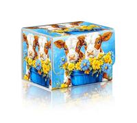 DISUOFEART Trading Card Storage Box, Holds 100+ for MTG Cards, Premium PU Leather with Magnetic Closure, Two Calves in Flower Bucket Durable Deck Box for Magic the Gathering, Trading Card Games