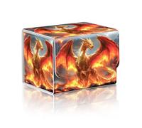 DISUOFEART Trading Card Storage Box, Holds 100+ for MTG Cards, Premium PU Leather with Magnetic Closure, Golden Dragon Amid Flames Durable Deck Box for Magic the Gathering, Trading Card Games