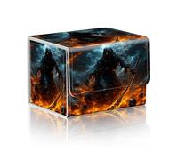 DISUOFEART Trading Card Storage Box, Holds 100+ for MTG Cards, Premium PU Leather with Magnetic Closure, Skeleton Amid Flaming Skulls Durable Deck Box for Magic the Gathering, Trading Card Games