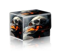 DISUOFEART Trading Card Storage Box, Holds 100+ for MTG Cards, Premium PU Leather with Magnetic Closure, Burning Skull In Smoke Durable Deck Box for Magic the Gathering, Trading Card Games