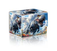 DISUOFEART Trading Card Storage Box, Holds 100+ for MTG Cards, PU Leather with Magnetic Closure, Dinosaur in Flower Field Durable Deck Box for Magic the Gathering, Trading Card Games