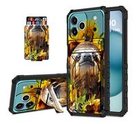 DISUOFEART Wallet Case for iPhone 17 Pro with Card Holder Stand, Slim Dual Layer Shockproof Protective Phone Cover with Kickstand Full Body Protection, Cute Sloth Hugging Sunflower