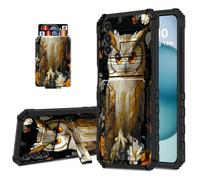 DISUOFEART Wallet Case for Samsung Galaxy A13 5G with Card Holder Stand, Slim Dual Layer Shockproof Protective Phone Cover with Kickstand Full Body Protection, Owl in Floral Twilight