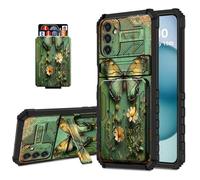DISUOFEART Wallet Case for Samsung Galaxy A13 5G with Card Holder Stand, Slim Dual Layer Shockproof Protective Phone Cover with Kickstand Full Body Protection, Butterfly Flower Weathered Wood