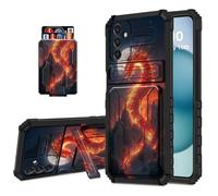 DISUOFEART Wallet Case for Samsung Galaxy A15 5G with Card Holder Stand, Slim Dual Layer Shockproof Protective Phone Cover with Kickstand Full Body Protection, Fire Dragon Volcanic Mountain Peak