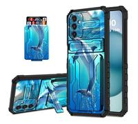DISUOFEART Wallet Case for Samsung Galaxy S23 Plus with Card Holder Stand, Slim Dual Layer Shockproof Protective Phone Cover with Kickstand Full Body Protection, Dolphin Swimming in the Ocean