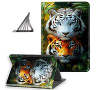 DISUOFEARTfor for All-New Kindle Paperwhite 12th Generation (2024 Release) & Kindle Colorsoft 2024/2025 Case 7", Slim Lightweight Stand Cover with Auto Sleep/Wake, Two Tigers in Jungle