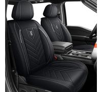 DISUTOGO Seat Covers Fit for Ford F150 2009-2025 and Crew Cab F250 F350 F450 2017-2025 Front Set with Waterproof Leather, Black Automotive Vehicle Cushion Cover for Cars Pick-up (Vine