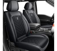 DISUTOGO Seat Covers Fit for Ford F150 2009-2025 and Crew Cab F250 F350 F450 2017-2025 Front Set with Waterproof Leather, Black&Grey Automotive Vehicle Cushion Cover for Cars Pick-up(Vine)