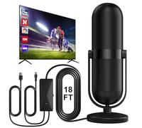 Diswoe Indoor TV Aerial with Signal Booster High Gain Freeview TV Antenna for 4K 1080P HDTV & VHF UHF with 18Ft Coax Cable