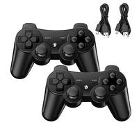 Diswoe Wireless Controller for PS3 Playstation 3 with Dual Shock, Gyro Axis, Bluetooth, Rechargeable Wireless Controller with 2 Charging Cables (2 Pack)