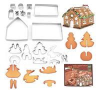 DITK-U 18PCS 3D Christmas House Cookie Cutters Stainless Steel Scenario Cookie Baking Tool for Holiday DIY Baking Cake Fondant Sugarcraft Muffin Pastry Bakeware Decoration