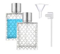 DITK-U 2 Pcs 100ml Crystal Glass Art Empty Perfume Bottles Square Grids Portable Clear Travel Refillable Perfume Glass Bottle
