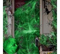 DITK-U 200Sqft Glow in The Dark Spider Web Halloween Spider Webs Decorations with 30 Extra Fake Spiders for Halloween Decor Indoor and Outdoor Haunted House Party Supplies