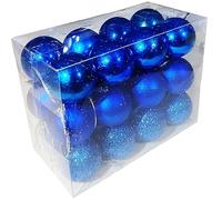 DITK-U 24Pcs Christmas Balls 3cm Matte Glitter Xmas Balls Small Shatterproof Hanging Ball Baubles for Outdoor Christmas Tree Ornaments for Xmas Hanging Decorations Decor(Blue)