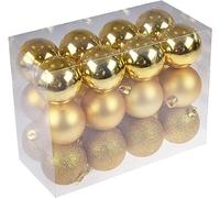 DITK-U 24Pcs Christmas Baubles 3cm Matte Glitter Balls Tree Decoration Shiny Small Shatterproof Hanging Ball Baubles (Gold)