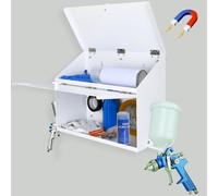 DITKOK White Magnetic Spray Booth Box, Wall Mounted Spray Booth Box with Dual Compartment and Two Hangers for Spray Guns, Robust Spray Paint Storage Cabinet Designed to Fit Inside The Spray Booth