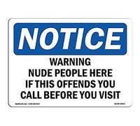 Ditooms Notice Sign Warning Nude People Here If This Offends Aluminum Rigid Plastic Or Vinyl Label DecalAluminum Metal Tin 12"x18" Sign Plate