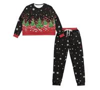 Ditosant Christmas Pajamas for Women Christmas Tree Pajamas Cute Long Sleeve Pajama 2 Piece Outfits Sets Comfy Soft Sleepwear Snowflake Pjs Pj Salvage Women's Lounge Set Overnight Party