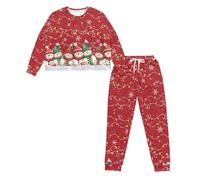 Ditosant Christmas Pjs Women Snowman Pajamas Cute Long Sleeve Pajama Christmas Light Pajamas Pj Salvage Soft Cozy Sleepwear 2 Piece Lounge Sets Outfits with Pockets Overnight Party