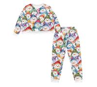 Ditosant Christmas Pjs Women Snowman Pajamas Pj Salvage Soft Cozy Long Sleeve Loungewear Plus Size Outfit Cute Outfits for Woman Sleepwear with Pockets Overnight Party