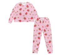 Ditosant Comfy Pajama for Women Set Long Sleeve Pajama Strawberry Pajamas 2 Piece Outfits Sets Cute Loungewear Pajamas with Pockets Pj Salvage Soft Sleepwear Overnight Party