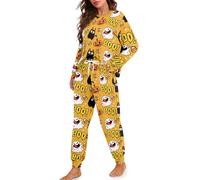 Ditosant Halloween Pajamas for Women Ghost Pajamas Cute Long Sleeve Pajama 2 Piece Outfits Sets Comfy Soft Sleepwear Cat Pjs Pj Salvage Women's Lounge Set Overnight Party