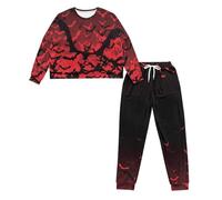 Ditosant Halloween Pajamas Women Bat Pajamas Cute Pj Sets Women Plus Size Two Piece Loungewear Soft Comfy Lounge Sets Round Neck Sleepwear Pj Salvage Pjs with Pockets