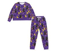 Ditosant Halloween Pj Set Cute Womens Long Sleeve Pajama Set 2 Piece Outfits Sets Witch Pjs Pj Salvage Comfy Soft Sleepwear Ladies Loungewear Pajamas Women Sets