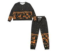 Ditosant Halloween Pjs Women Cat Pajamas Cute Long Sleeve Pajama Pumpkin Pajamas Pj Salvage Soft Cozy Sleepwear 2 Piece Lounge Sets Outfits with Pockets Overnight Party