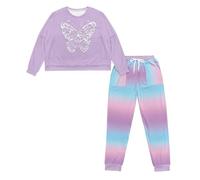 Ditosant Pajamas Women Butterfly Pajamas Long Sleeve Pjs Overnight Party Matching Set for Woman Cute Loungewear Outfit with Pockets Soft Sleepwear Pj Salvage