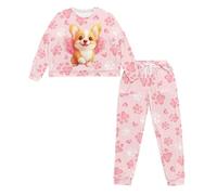 Ditosant Pj Sets for Women Corgi Pajamas Overnight Party Paw Pjs Fall Outfit Cute Pajama for Woman Plus Size 2 Piece Loungewear Set Soft Comfy Sleepwear