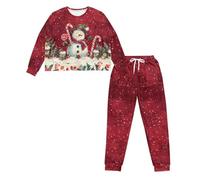 Ditosant Women Christmas Pajamas Snowman Pajamas Two Piece Outfits Set Cute Loungewear Soft Comfy Sleepwear Pj Salvage Pajama with Pockets Overnight Party