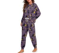 Ditosant Womens Halloween Pajama Sets Witch Pajamas Pj Salvage Moon Pjs Cute Pajama for Women Plus Size 2 Piece Sleepwear Set Soft Comfy Loungewear Outfit with Pockets Overnight Party
