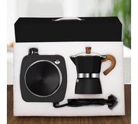 DITOSH 2-in-1 Moka Pot Espresso Set with Electric Stove 3 Cup Aluminum Stovetop Coffee Maker Percolator Italian Classic Mocha Coffee Machine for Italian and Cuban Cafe Brewing Portable Camping Black