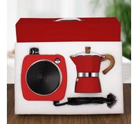 DITOSH 2-in-1 Moka Pot Espresso Set with Electric Stove 3 Cup Aluminum Stovetop Coffee Maker Percolator Italian Classic Mocha Coffee Machine for Italian and Cuban (Red, 2-in-1)