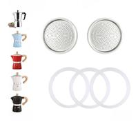 DITOSH 2 Pcs Filter with 3 Pcs Silicone Gasket Seals for 3 Cup Stovetop Espresso Coffee Maker Replacement Parts Aluminium Moka Pot