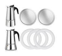 DITOSH 2 Pcs Filter with 3 Pcs Silicone Gasket Seals for 6 Cup Stovetop Espresso Coffee Maker Replacement Parts for Big Tummy and Straight Stainless Steel Moka Pot
