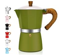 DITOSH 3 Cup Aluminum Espresso Stovetop Moka Pot Express Coffee Maker Percolator Italian Classic Mocha Coffee Machine for Italian and Cuban Cafe Brewing for Home & Camping 150ml 5oz (Green, 9 Cup)