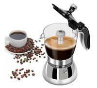 DITOSH 6 Cup Plastic Transparent Moka Pot Stainless Steel Uncoated Stovetop Espresso Maker Italian Coffee Makers Mocha Greca Machine Cafe Classic Induction Cookers for Home Camping 300ml