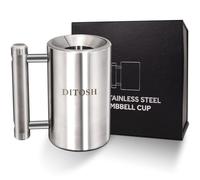 DITOSH 6kg/13.2lb Heavy Coffee Mug Challenge 304 Stainless Steel Dumbbell Cups Silver Overweight Sports Water Cup for Fitness Training Arm Strength Prank Gift Home Gym Workout Equipment 100ml/3.4oz