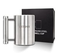 DITOSH 8kg/17.6lb Heavy Coffee Mug Challenge 304 Stainless Steel Dumbbell Cups Silver Overweight Sports Water Cup for Fitness Training Arm Strength Prank Gift Home Gym Workout Equipment 300ml/10.2oz