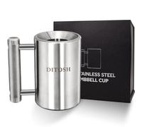 DITOSH 8kg/17.6lb Heavy Coffee Mug Challenge 304 Stainless Steel Dumbbell Cups Silver Overweight Sports Water Cup for Fitness Training Arm Strength Prank Gift Home Gym Workout Equipment 100ml/3.4oz