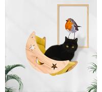 DITOSH Cat Hammock Moon Bed Wall Mounted Shelf Cat Wall Shelves and Perches Solid Wood Cat Wall Furniture Cats Wall Bed for Cats and Kitty Easy Installation-Single Moon