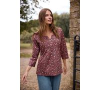 Ditsy Floral Henley Top M&Co Dark Pink 16