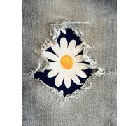 Ditsy Floral in Stretch Jean Patches Super Strong Iron On- by Holey Patches (Assorted Sizes) (Daisy, 6" x 6" Set of 2)