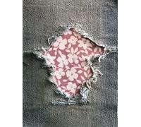 Ditsy Floral in Stretch Jean Patches Super Strong Iron On- by Holey Patches (Assorted Sizes) (Mauve/Ivory, 4" x 4" Set of 2)