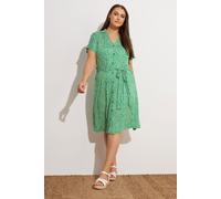Yours Curve Ditsy Floral Print Dress - Women's - Plus Size Curve Green