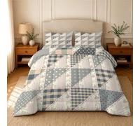 Ditsy Floral Patchwork Duvet Double - Coverless Duvet 4.5 Tog with Rural Cottage,Lightweight Comforter Set, 1 Quilt Double 200x200cm with 2 Pillowcases Machine Washable Plaid & polka dots U131