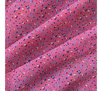 Ditsy Floral Print Polycotton Fabric, Small Flowers Pattern, Green Pink Blue (Pink)
